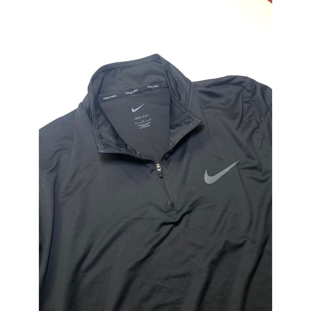 Nike Pro Dri-Fit Mens Large Black Quarter Zip Pullover Athletic Gym Running Top
